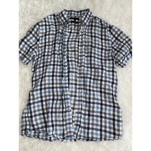 Olzen “ Standard Fit” Men’s Sz. 100 Blue Striped Button Down Linen Blend. Great